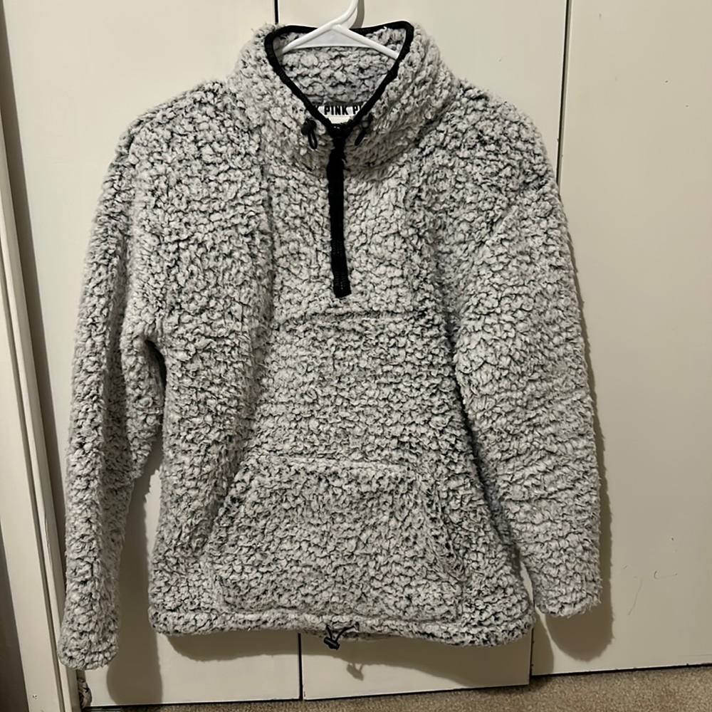 Pink Sherpa Jacket Quarter Zip Size Adult XS